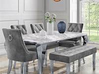 140cm Louis grey marble dining table and 4 chairs Homegenies