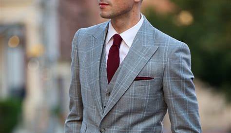 Grey Plaid 3 Piece Suit Men's Gray Modern Fit Fashion Vinci MV2W1
