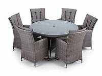 4 Seater Rattan Round Dining Table & Chair Set Grey In Stock Date