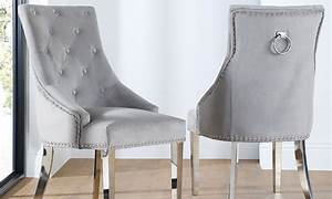Perth Grey Velvet Dining Chair (Chrome Leg) Furniture Choice