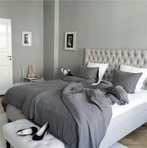 grey and white bedroom