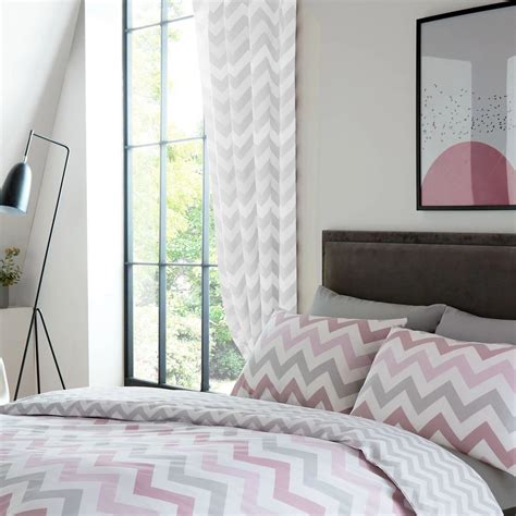 grey and white chevron bedroom