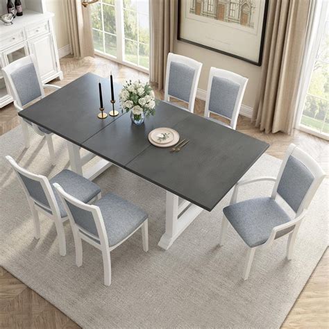 grey and white dining set