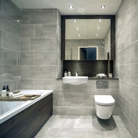 grey and white tiled bathroom images