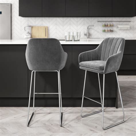 Grey Bar Stools With Backs Ebay