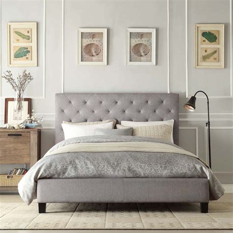 Grey Bed Low Headboard