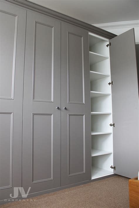grey bedroom built in wardrobes
