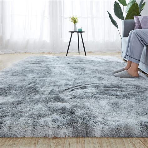 Grey Bedroom Rug Fluffy