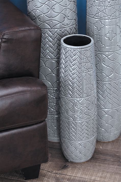 grey ceramic floor vase