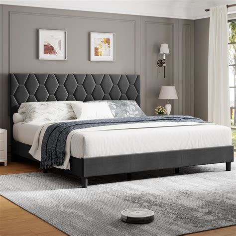 Grey Headboard Bed Frame