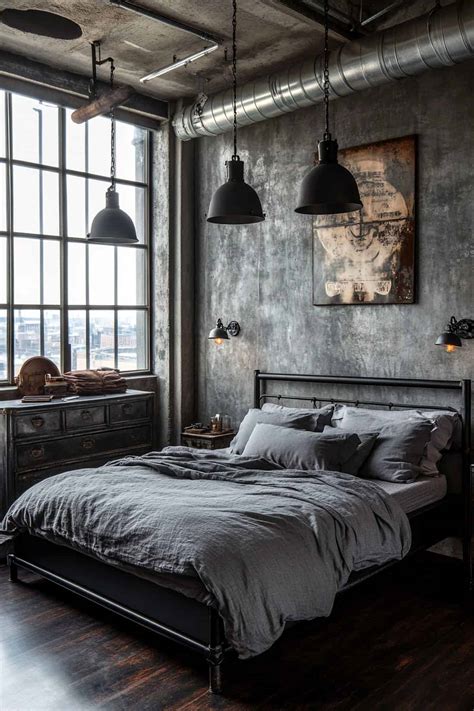 Cool Grey Industrial Bedroom 2023