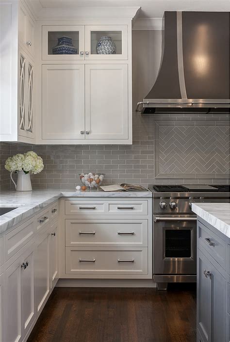 Grey Kitchen With White Backsplash