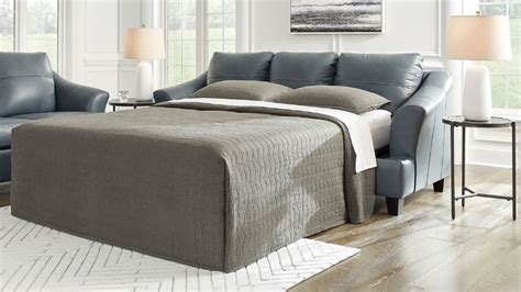 Grey Leather Queen Sleeper Sofa