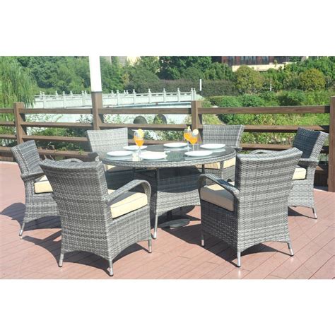 Grey Outdoor Wicker Dining Set