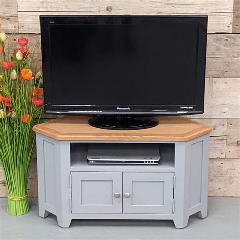 Grey Painted Corner Tv Stand