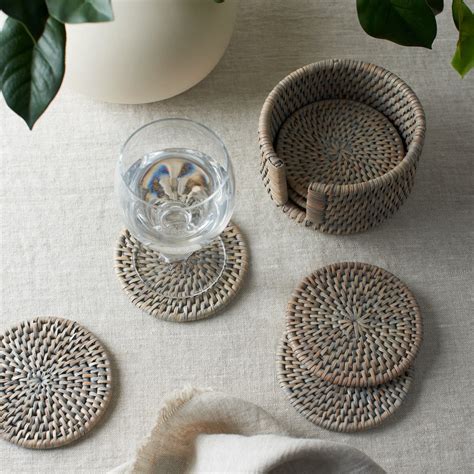 Grey Rattan Coasters