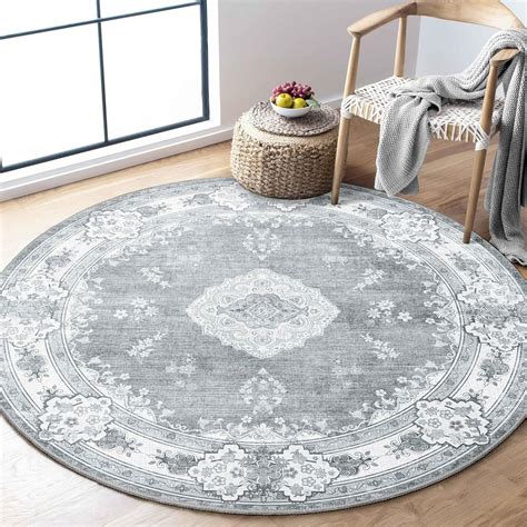 Grey Round Kitchen Rug