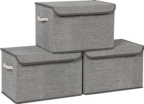 Grey Storage Boxes Cotton