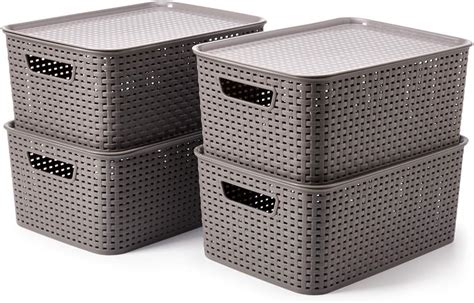 Grey Storage Boxes With Lids Plastic
