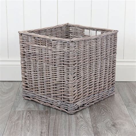 Grey Wicker Basket Cube