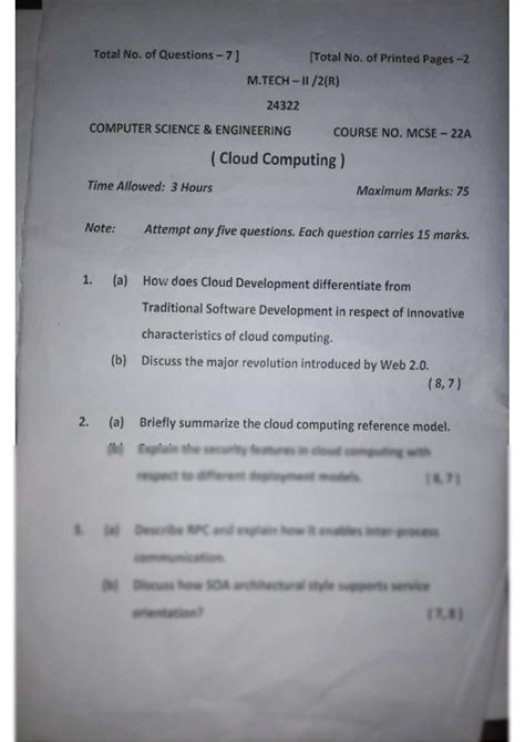 Grid And Cloud Computing Question Paper