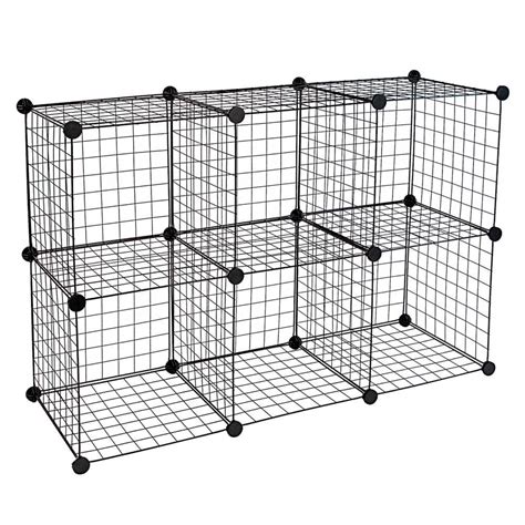 home.furnitureanddecorny.com:grid wire modular shelving and storage cubes black 14 x 14