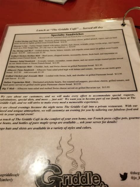 Griddle Cafe And Lounge Menu