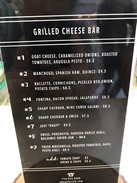 Grilled Cheese Bar Menu