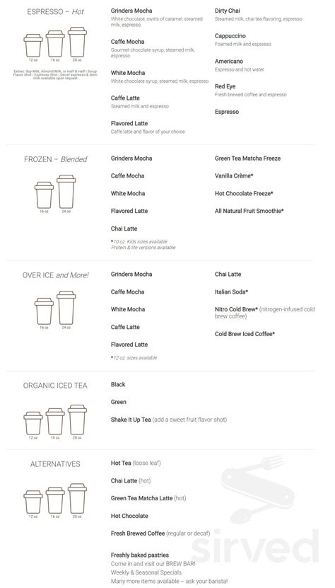 Grinders Coffee Menu