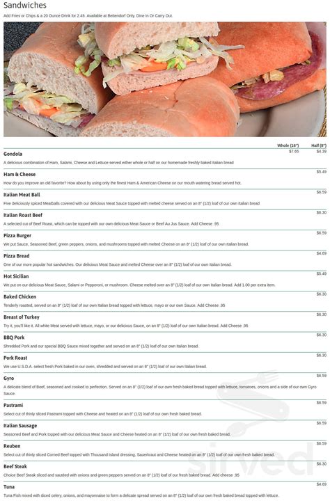 Grinders Menu Bettendorf