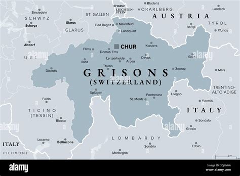 Map of Canton of Grisons (Graubünden) SwissKarte.ch