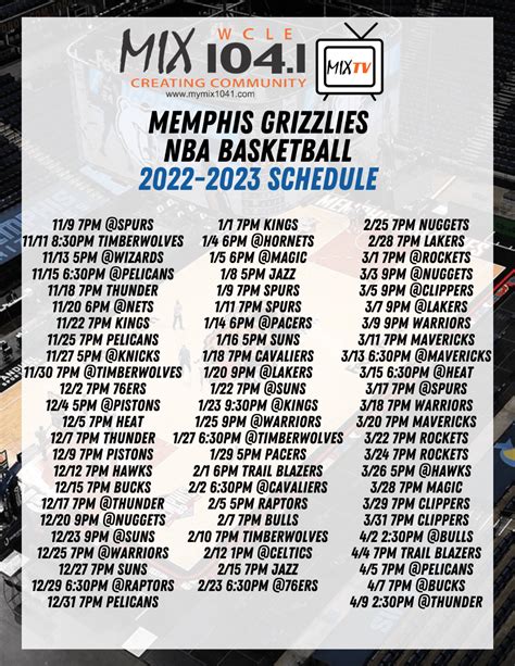 grizzlies 2023 24 schedule
