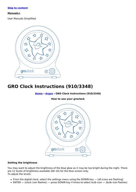 Gro Clock Operating Instructions