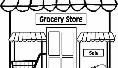 Grocery Store Clipart Black And White Shop Interior Graphic Sketch