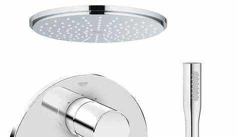 Grohe Grohtherm 3000 Cosmopolitan Rainshower Pack 4 Chrome Bath And Shower Solution