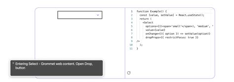 Grommet Select Example