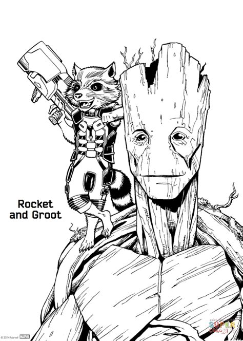 groot and rocket coloring pages