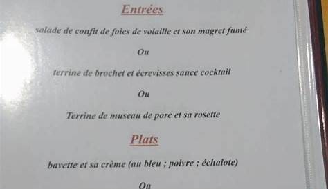 Menu at La Grotte De L'ours restaurant, Cellule
