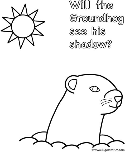 Groundhog Coloring Page Shadow