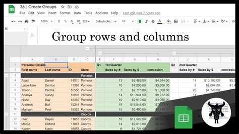 Google Sheets Group Rows and Columns with Linked Example File