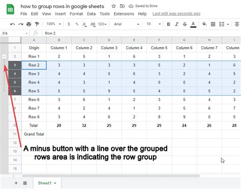 Google Sheets Group Rows and Columns with Linked Example File