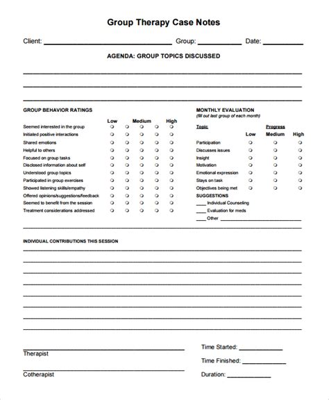 FREE 5+ Sample Therapy Note Templates in PDF MS Word