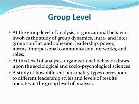 group behavior in organizational behavior involves