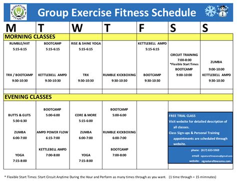 ymca fitness schedule