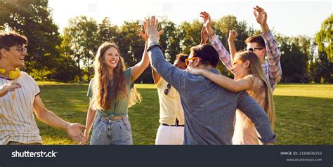 group having fun outside