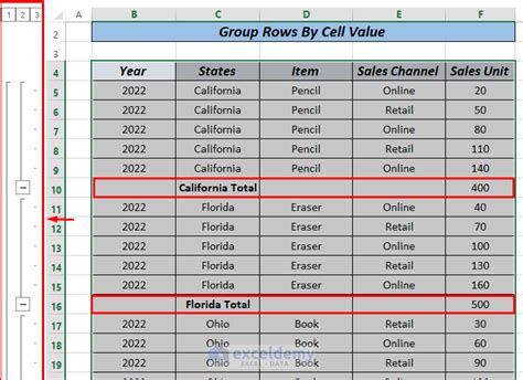 group rows based on cell value