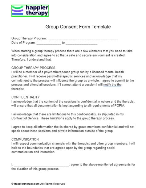 group therapy informed consent form template