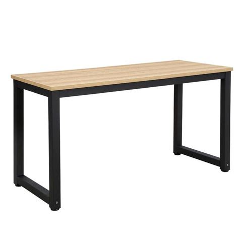 Grover 55 In Rectangular Natural/Black Computer Desk With Adjustable Height Feature