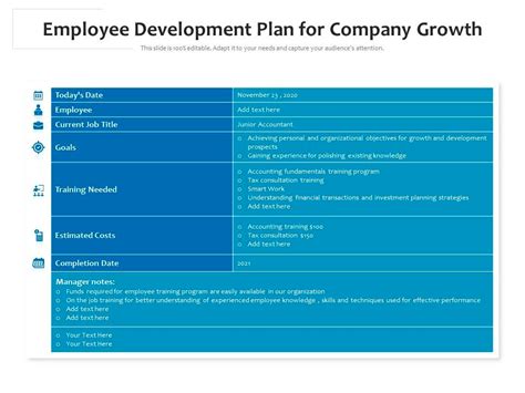 growth and development plan example