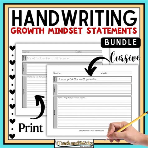 Growth Mindset Cursive Writing Printables